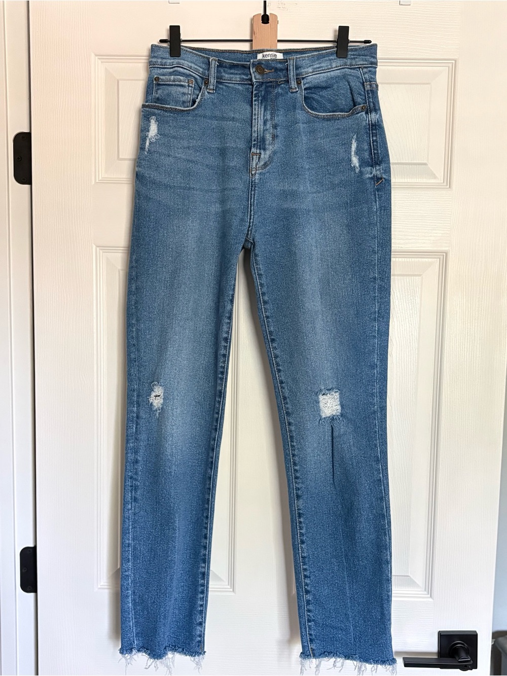 Kensie Straight-Leg Distressed Jeans - Light Blue